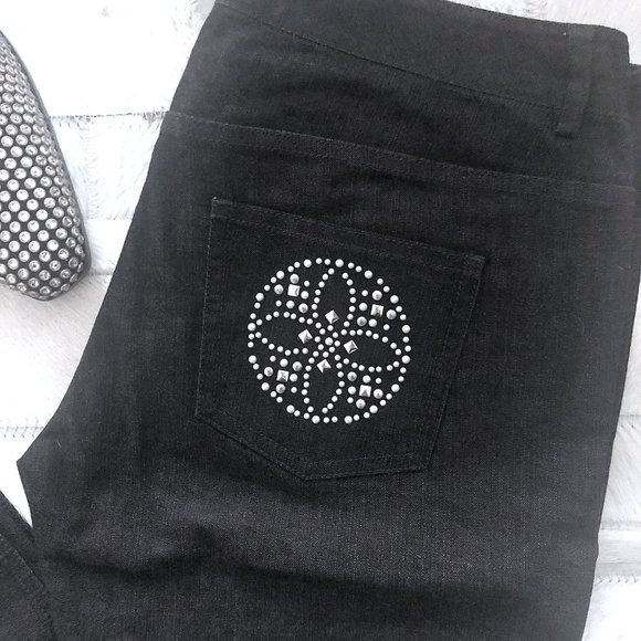 St. John Collection Embellished Black Boot Cut Jeans - Picture 5 of 8